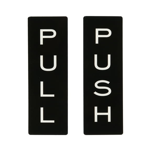 Uxcell 6x2" Push Pull Door Sign, 1 Pairs Acrylic Self-Adhesive Back Sign Door Sticker Sign Black/White