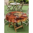 thumbnail image 5 of Outdoor Tablecloth with Umbrella Hole Zipper Western Boho Round Tablecloth 60" Waterproof Outside Table Cloth Vintage Cowboys Abstract Cactus Plant Orange Patio Table Cover Tablecloths for Picnic, 5 of 8
