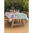 thumbnail image 2 of Outdoor Tablecloth with Umbrella Hole and Zipper, Easter Rectangle Table Cloth 54x80 Inch Waterproof Tablecloth, Spring Rabbit Ear Eggs Floral Green Wooden Grain Picnic Table Cover for Patio Camping, 2 of 7