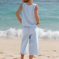 thumbnail image 4 of Lumtrix Summer Two Piece Sets Women 2026 Stiped Going Out Outfit Sleeveless Tank Top Wide Leg Capri with Pockets Pant Suit Blue XL, 4 of 6