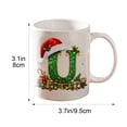 thumbnail image 3 of 11oz Christmas Initial Ceramic Coffee Mug, Festive Green Glitter Letter Design With Santa Hat Holiday Print, White Drinking Cup For Hot Cocoa Tea, Xmas Gift For Household Daily Use, 3 of 7