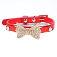 thumbnail image 1 of Collar moderno de cuero con baño de diamantes y anillos para paseos de cachorros, gatos, cachorros y gatitos etiquetados, 1 of 5