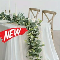 Eucalyptus Garland 6FT Artificial Ivy Greenery Fake Silver Dollar Eucalyptus Leaves Vines Centerpiece Table Decor Rose Flower Garland Spring Green Vine Wedding Home Mantle Party Decor Indoor/Outdoor