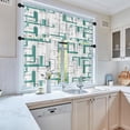 thumbnail image 2 of 36 Inch Kitchen Curtains Teal and Grey Geometric Abstract Art Window Curtains and Valances Set of 3, White Modern Art Background Short Tier Curtain for Kitchen,Vintage Small Kitchen Decor, 2 of 6