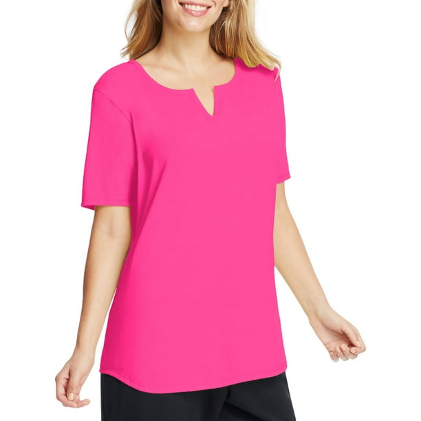 Just My Size Women's PlusSize Solid SplitNeck Shirttail Tshirt