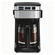 FrontFill 12 Cup Programmable Drip Coffee Maker | Regular & Bold Brew Options | Auto Pause and Pour | Glass Carafe | Black with Stainless Accents | 46310