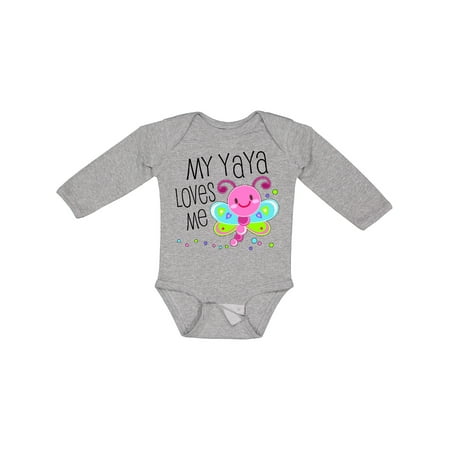 

Inktastic My Yaya Loves Me- cute dragonfly Boys or Girls Long Sleeve Baby Bodysuit