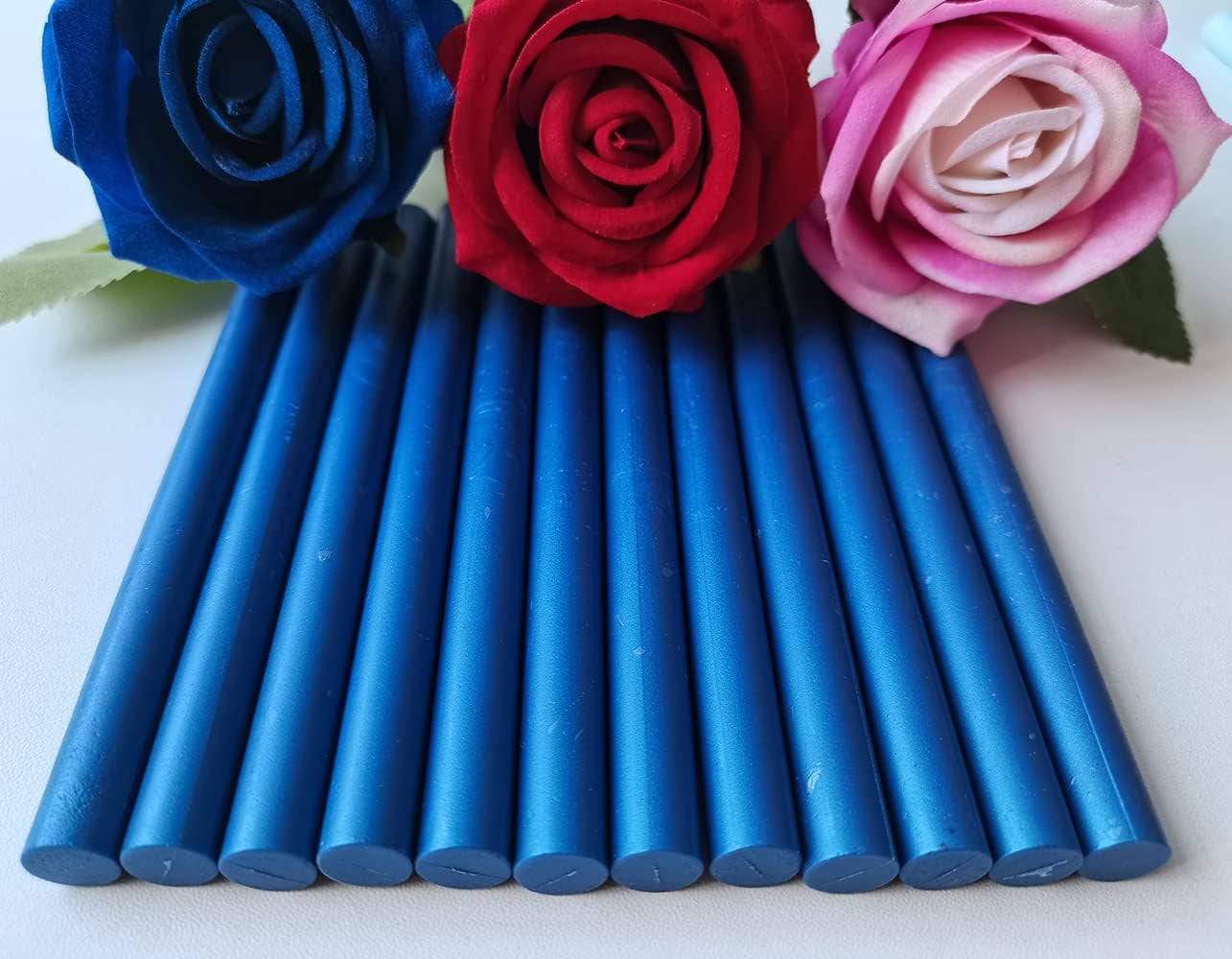 12 Pieces Glue Gun Sealing Wax Sticks for Wax Seal Stamp, Seal Wax Sticks Great for Cards Envelopes, Gift Wrapping,Wedding Invitations (Sapphire Blue)