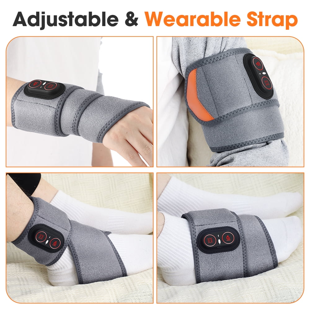 Cordless Wrist Heating Pad Wrap with Vibration,Rechargeable Wrist Brace with Heat,3000mAh Portable Heated Wrist Massager with 3 Heat Levels & 3 Vibration Modes,Adjustable Wearable Wrap for Home