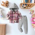 thumbnail image 2 of Zuwimk Toddler Boys Clothes Long Sleeve Flannel Plaid Button Shirt +Cargo Pants 2 Pcs Fall Winter Kids Outfits Set(Pink,6-12 Months), 2 of 6