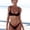 Black, variant on Women's Solid Scoop Neck Push Up Padded Brazilian Thong Bikini Swimsuit Bathing Suit