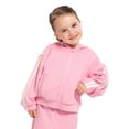 thumbnail image 4 of Wonder Nation Toddler Girls Full Zip Athletic Hoodie with Side Stripe and Bow, Sizes 12M-5T, 4 of 8
