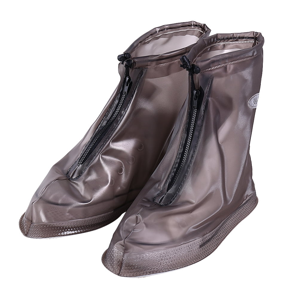 1 Pair Size L PVC Reusable Anti Slip Zipper Rain Boots Shoes Cover Guard Overshoes, White by