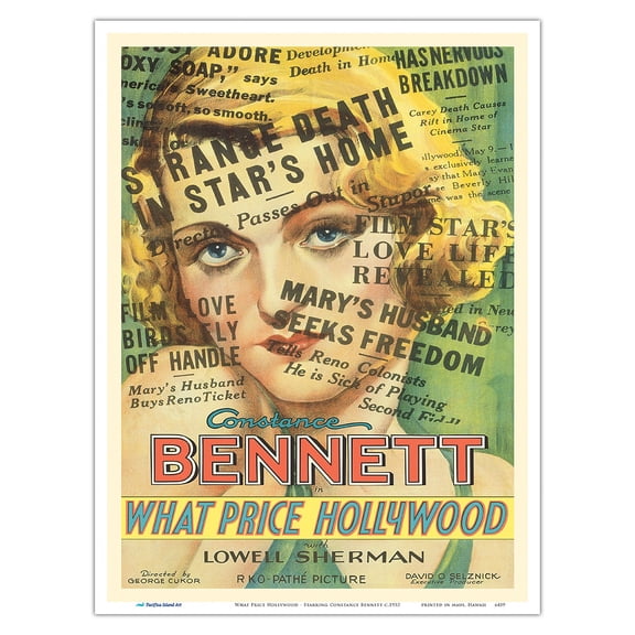 What Price Hollywood - Starring Constance Bennett - Vintage Film Movie Poster c.1932 - Master Art Print (Unframed) 9in x 12in