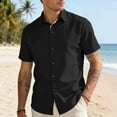thumbnail image 2 of Vetsdori Short Sleeve Shirts for Men Summer Button down Dress Shirts Collar Polo Gift for Men Work Casual Cotton Linen Mens T-Shirts Plain, 2 of 6
