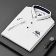 thumbnail image 3 of Camiseta de manga corta para hombre, Polo bordado, camiseta informal con cuello, 3 of 4
