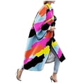 thumbnail image 2 of Winter Coats for Women Zpanxa Women Plus Size Long Open Front Cardigans, Retro Printed Long Trench Coat, Colorful Jacket Outerwear Winter Coats with Pockets Hot Pink A 5XL, 2 of 2