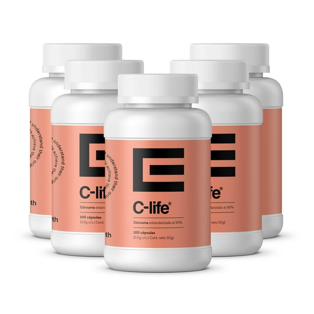 C LIFE CURCUMA ESTANDARIZADA 5 FRASCOS CON 100 CAPSULAS CADA UNO