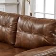 thumbnail image 2 of 59" Loveseat Modern Design Faux Leather Couch, Living Room Sofa with Storage, Big Armrest Sofa, Upholstered Breathable PU Leather Sofa (Brown), 2 of 11