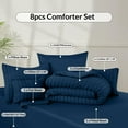 thumbnail image 7 of Lux Decor Collection Twin Seersucker Bedding Comforter Set – All-Season 8 Pieces Bed in a Bag Includes Comforter, Sheets, Pillow Sham, Bed Skirt & Decorative Pillow for Ultimate Comfort - Navy, 7 of 7