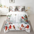 thumbnail image 2 of Manfei Merry Christmas 7 Pieces Bedding Comforter Set,Xmas Cardinals Full Bedding Set,Red Berry Fitted Sheet Flat Sheet For Kids,Luxury Bedroom Decor Reversible, 2 of 8