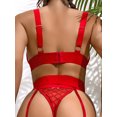 thumbnail image 4 of Lencería sexy Conjunto de 3 puntos de malla transparente con liguero, 4 of 5