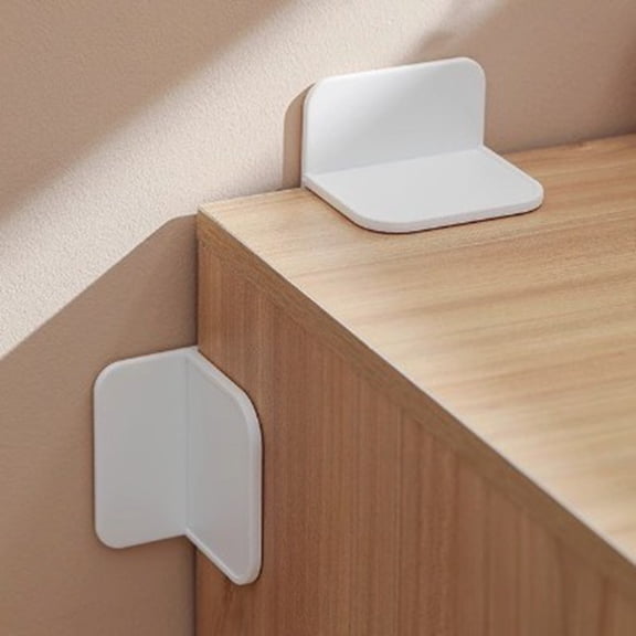 Fmxomd 2 Packs Adhesive Furniture Anchors No Drill, Anti Tip Furniture Wall Anchors for Proofing, Secure Bookshelf Dresser Shelf Cabinet to Wall for Safety - Removable,No Screw