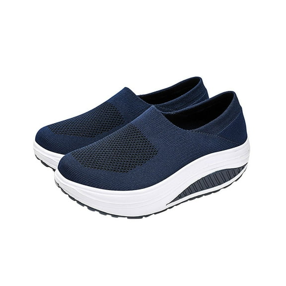 asdoklhq Sneakers for Women Summer Plus Size Fashion Casual Mesh Breathable Women's Sports Shoes Dark Blue 37