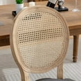 thumbnail image 6 of French Linen Fabric Rattan Back Dining Chair Set Of 2 With Solid Wood Frame and Soft Cushion, Upholstered Side Chair Set for Dining Room, Living Room, Office, Apartment, Accent Chair, Gray, 6 of 9