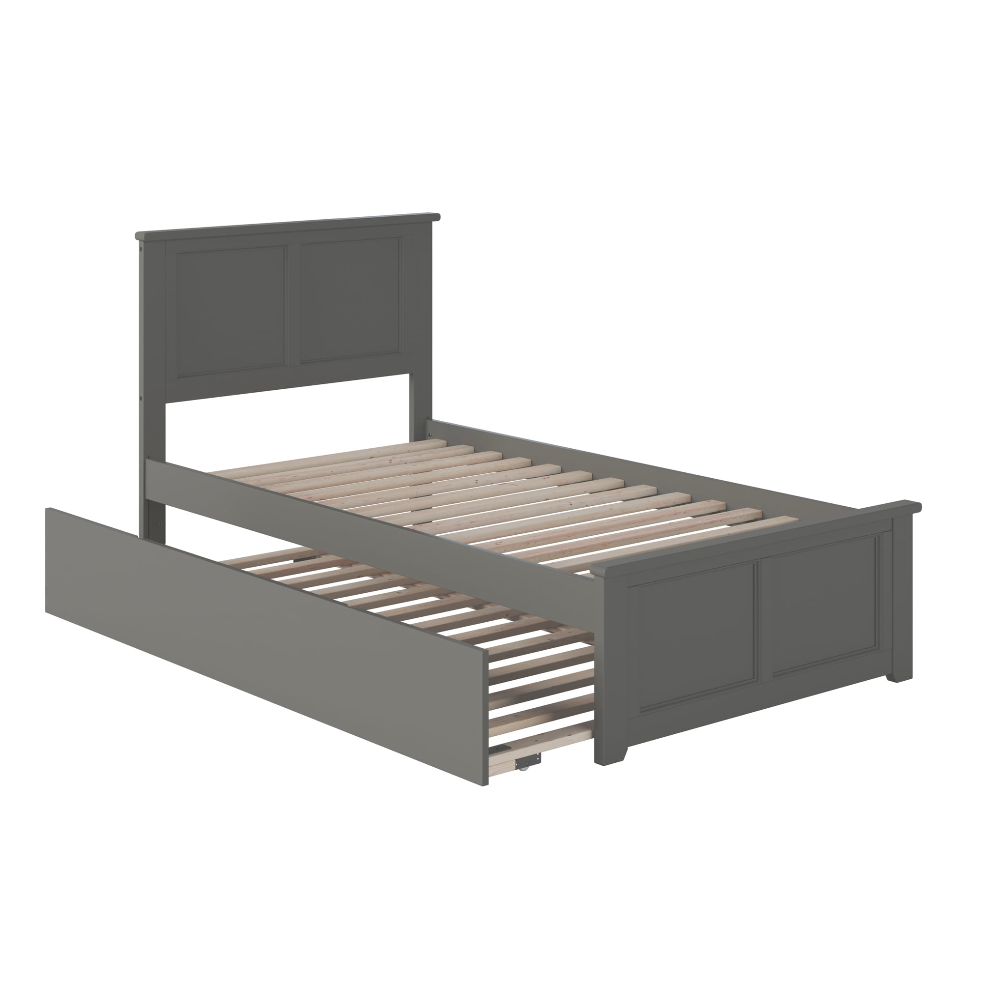 AFI Madison Twin Wood Platform Bed with Matching Footboard & Twin Trundle, Grey