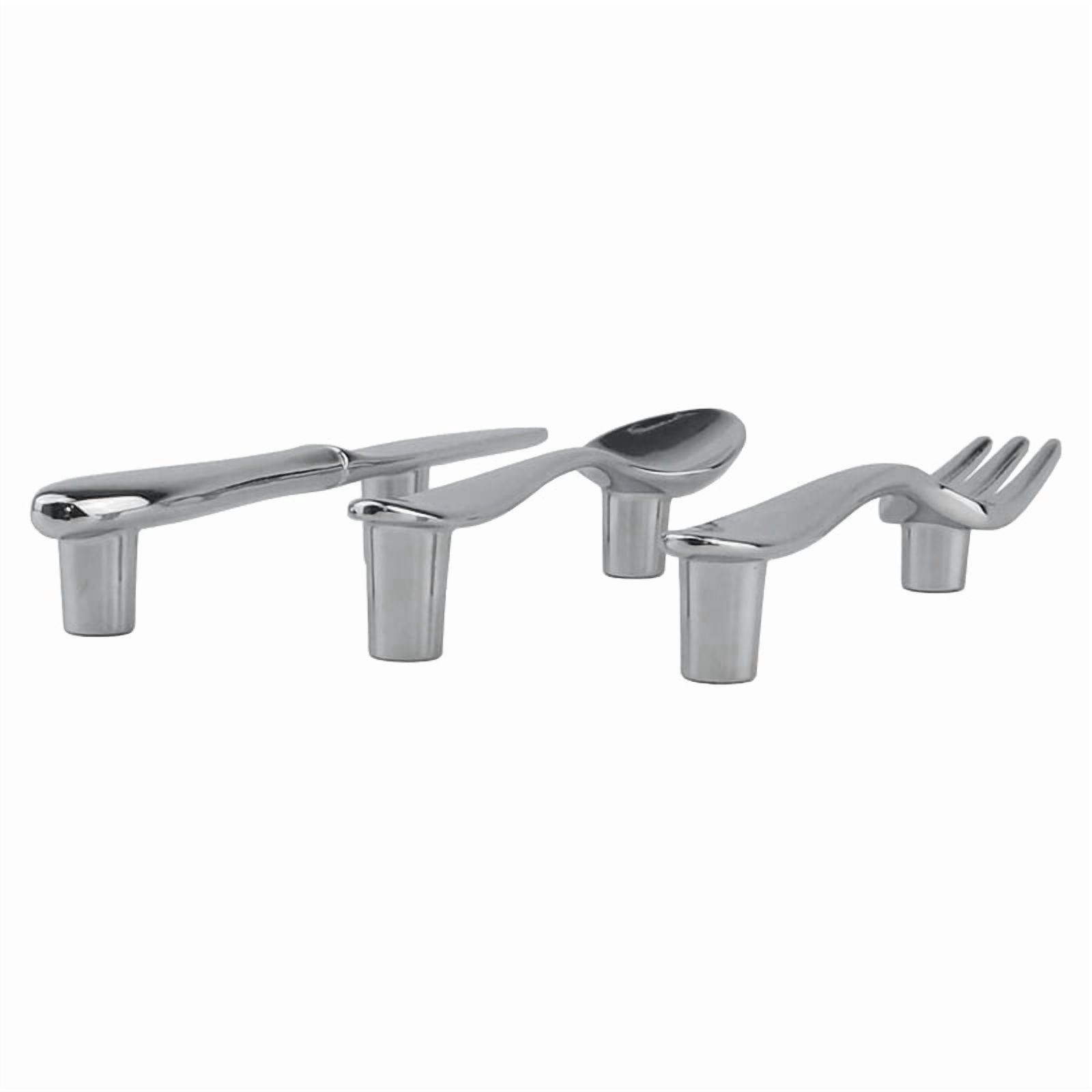 24 PCS Knife Spoon Fork Kitchen Cabinet Closet Drawer Pull Handles Knobs 3-Inch Center to Center (Silver)