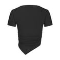 thumbnail image 5 of HBYJLZYG Summer Black Womens Tops Short Sleeve Casual Slim Round Neck T-Shirts Irregular Hemline Shirts, 5 of 6