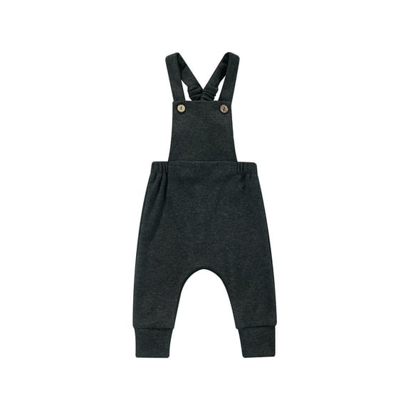 Qmyliery Infant Girls Plain Long Romper, Casual Front Buttons Suspenders Bodysuit