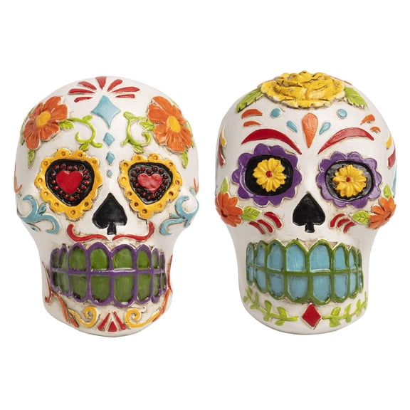 Sugar Skull Decor Day of The Dead Figurines, Dia De Los Muertos Gifts Altar Ofrenda Table Top Decorations for Home, Halloween Indoor Tabletop Desk Tiered Tray Decor