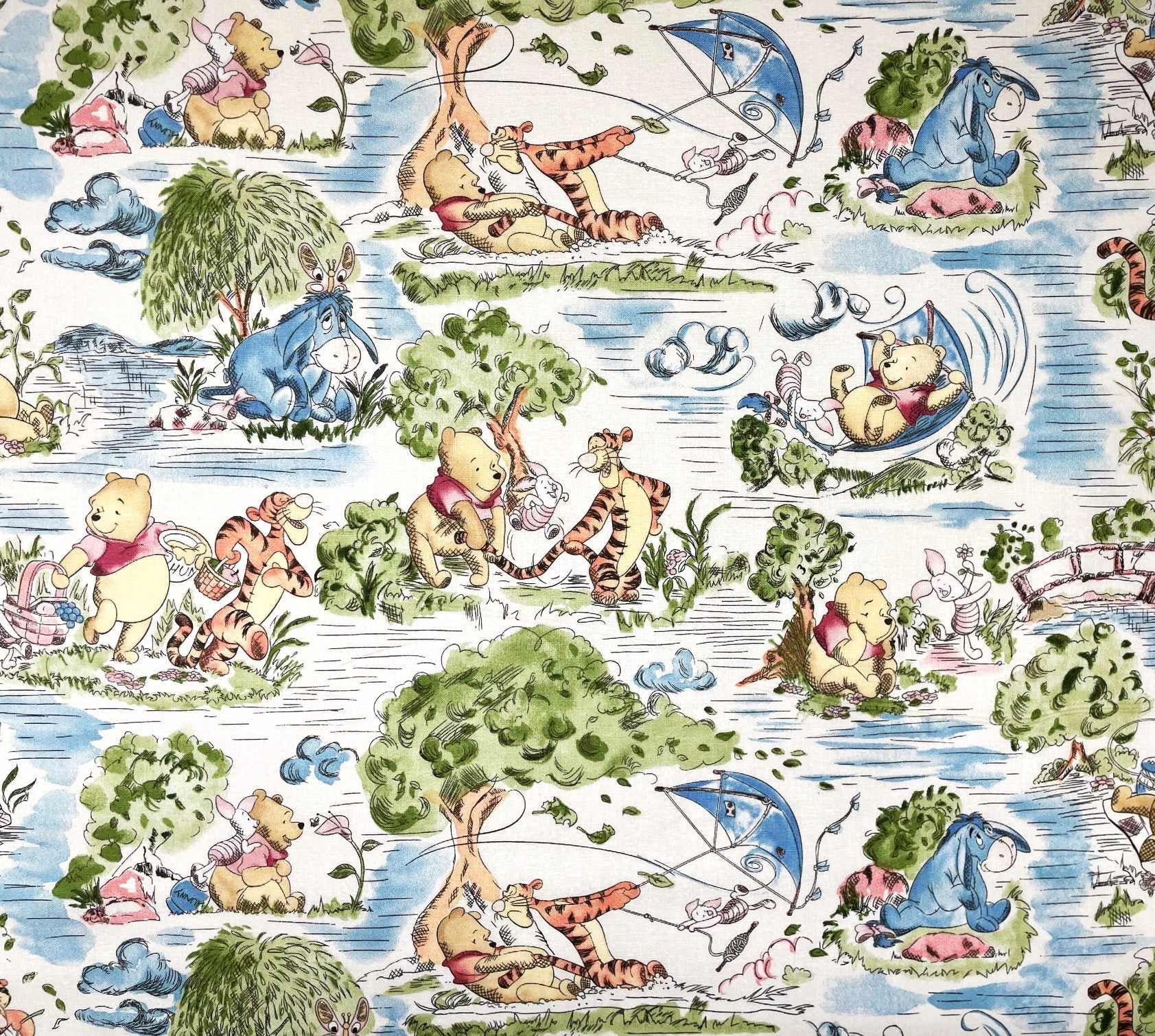 1 Yard - Winnie the Pooh Blustery Day Piglet Tigger & Eeyore Cotton Fabric (Great for Quilting, Sewing, Craft Projects, Throw Pillows & More) 1 Yard X 44" Wide