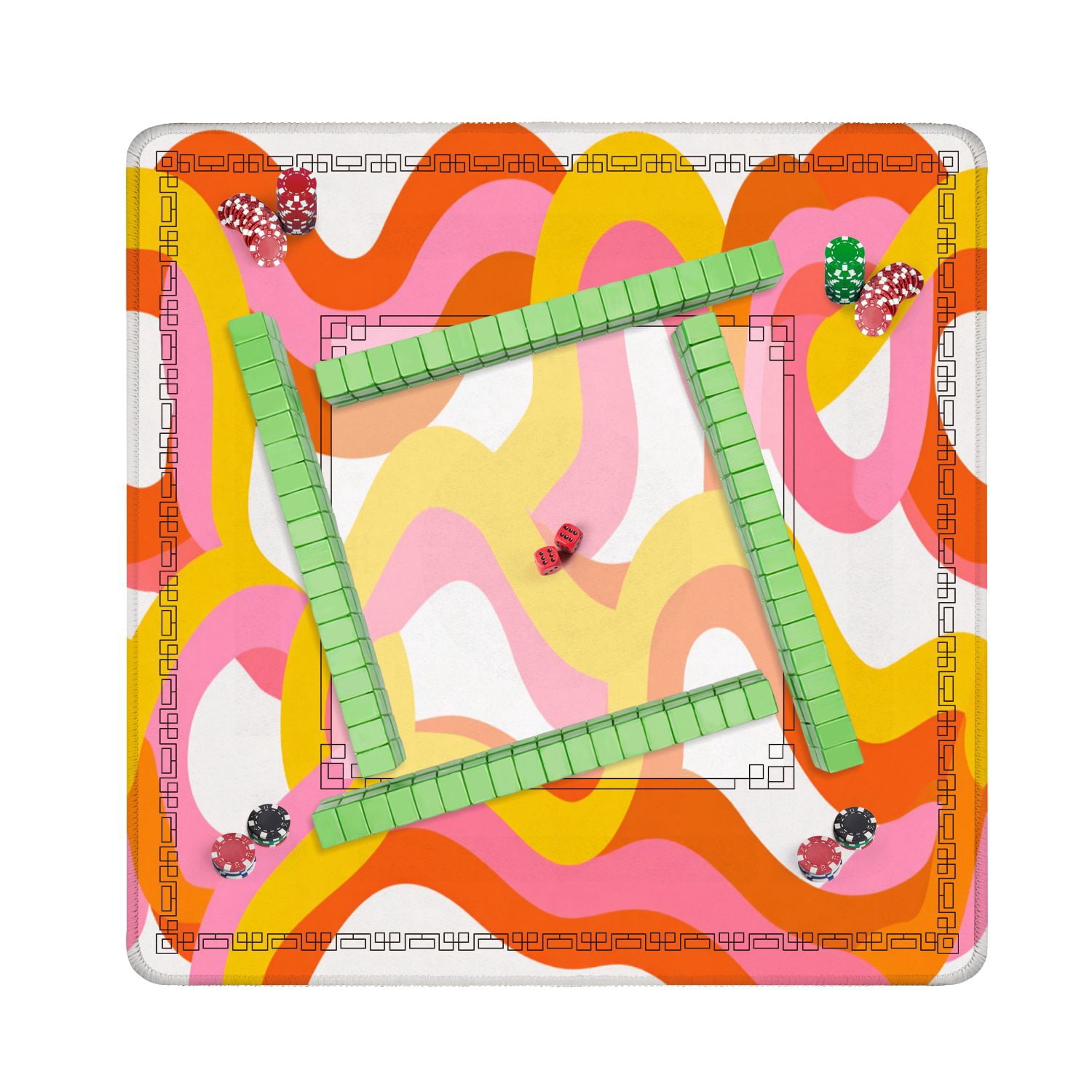 Mahjong Mat 31.5" x 31.5" Retro 60s style rainbow seamless pastel color stripes Non-Slip Noise Reduction American Mahjong Tiles Table Cover for Dominoes Poker Card Board Games Gift