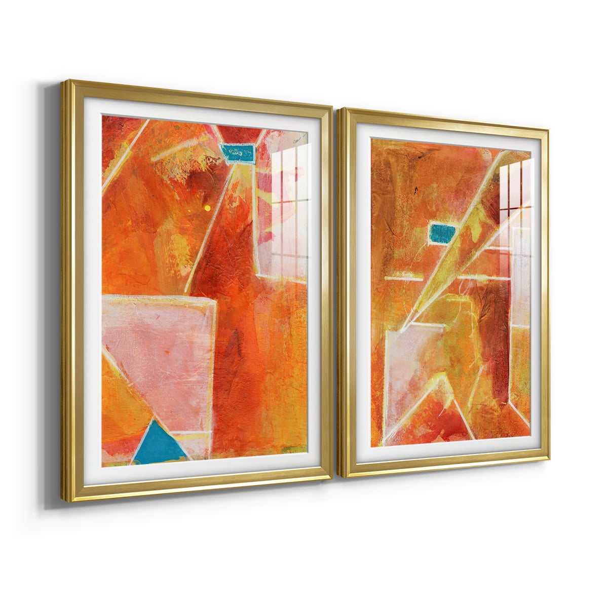 Wexford Home Primary Connection V Premium Framed Print, 26.5" x 36.5" - Ready to Hang, Gold (Set of 2)