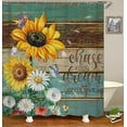 thumbnail image 2 of Sonernt Sonernt Farmhouse Shower Curtain 60x72inch, Country Teal Wooden Board Watercolor Butterfly Yellow Sunflower White, 2 of 6