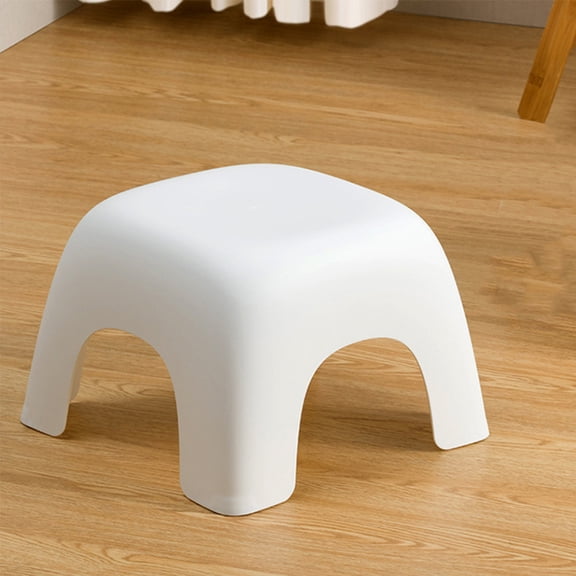 HEATSHAKING White Plastic Toilet Step Stool Bathroom Footstool with Non Slip Feature