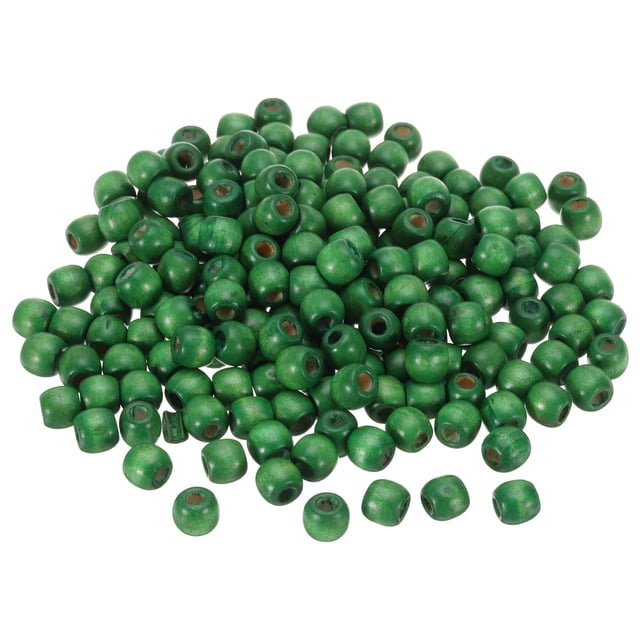Paquete de 400 cuentas de madera, cuentas redondas de madera coloridas de 11 mm, cuentas sueltas, verde hierba