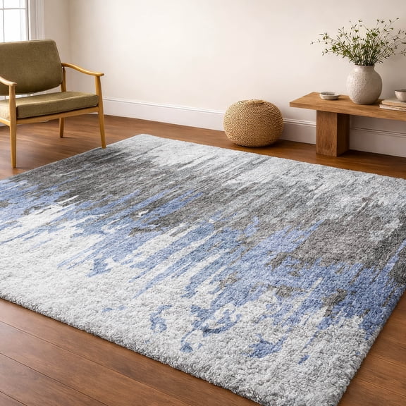 Addison Rugs Dream Shag Premium Machine Washable Transitional Modern Blue Rectangle Rug, 10' x 14'