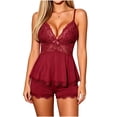 thumbnail image 2 of uublik Pajama Sets for Women 2 Piece Soft Sleeveless Tank Top and Shorts Sleepwear Bridal Casual Loungewear Wine, 2 of 6