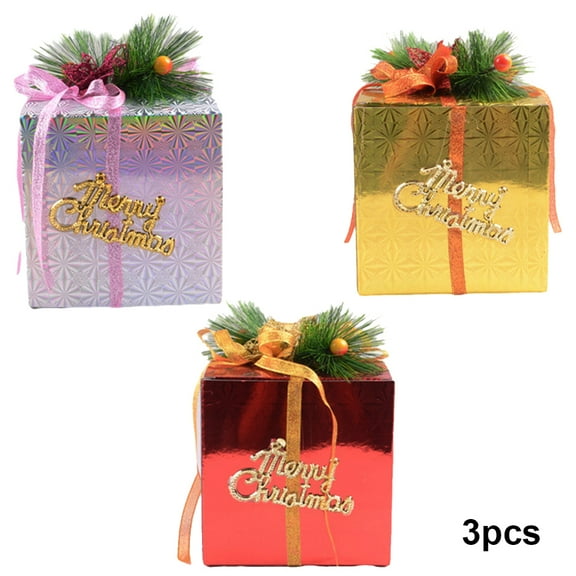 KYAIGUO 3Pcs Christmas Decorations Paper Christmas Gift Boxes for Indoor Outdoor Xmas Tree Home Yard Decor