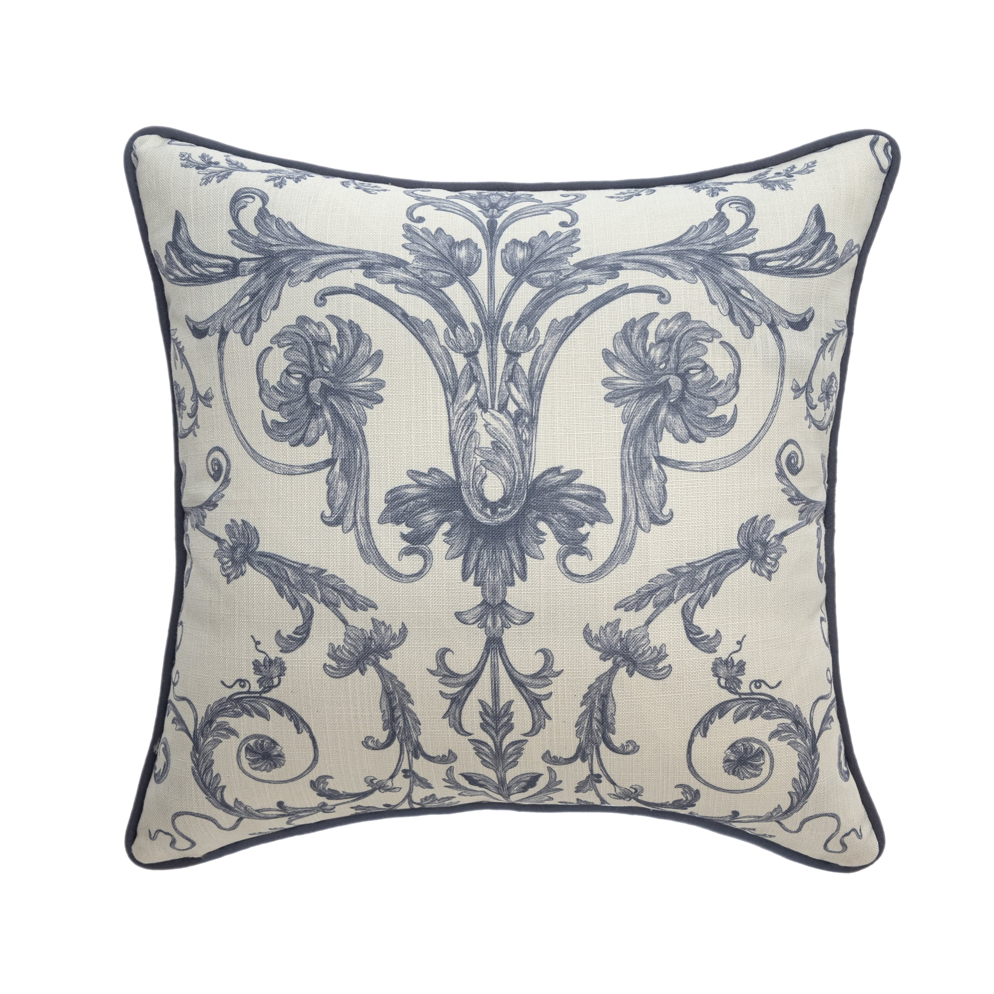 Harlow Hill Alton 20" x 20" Blue/Ivory Damask Recycled P.E.T. Decorative Throw Pillow