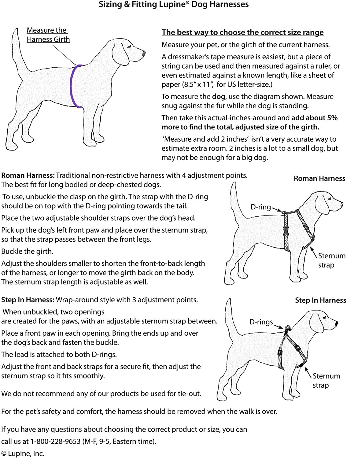 LupinePet Basics 1/2" Black 12-20" Adjustable Roman Dog Harness for Small Dogs