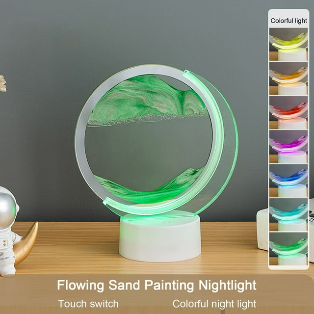 USB Streaming Sand Painting Night, Three-Dimensional Painting, Decorative Home Gifts Bedside Ambient Sand Painting LED Table Lamp(5ML)