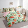 thumbnail image 3 of Manfei Cute Rustic Flower 7pcs Bedding Comforter Set,Sweet Strawberry Pattern Queen Bedding Sets,Red Green Queen Sheet Sets For Girls Teens,Breathable Home Decor Reversible, 3 of 8