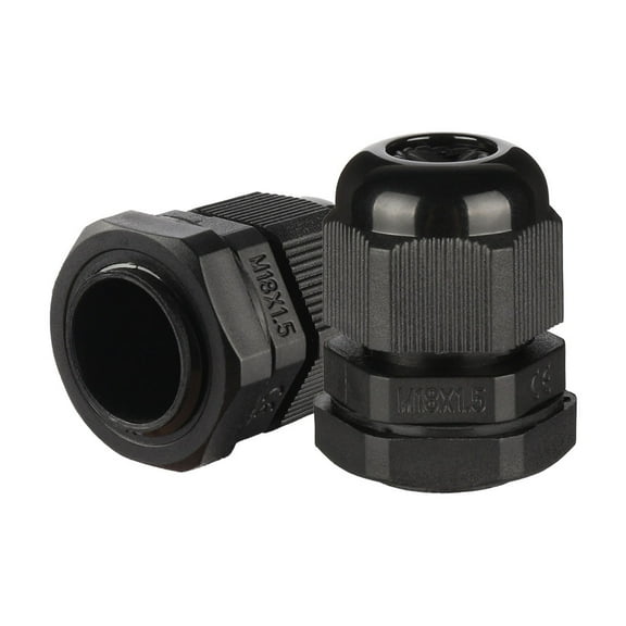 10 Pcs M18 IP68 Nylon Cable Gland Joint Adjustable for 5mm-10mm Dia Cable Wire