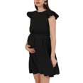 thumbnail image 3 of Women's Maternity Dress Square Neck Ruffle Strap Flying Sleeve Pregnancy Dress Mama Cute Babydoll Dress Summer, 3 of 6