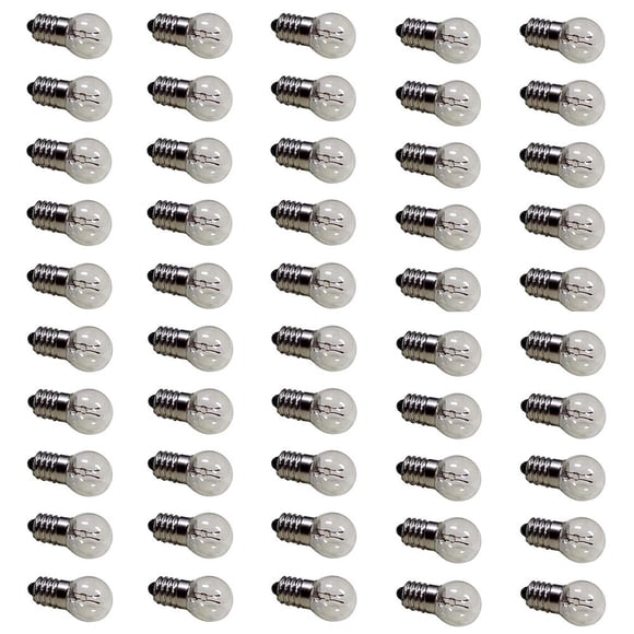 MeetUs Pack of 50 E10 2.5V 0.3A DC Warm White Miniature Screw Base Bulb Light Bulbs (2.5V)